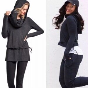 Cabi Recess Topper Cowl Neck Hoodie #3231 Charcoal Gray Medium Minimalist